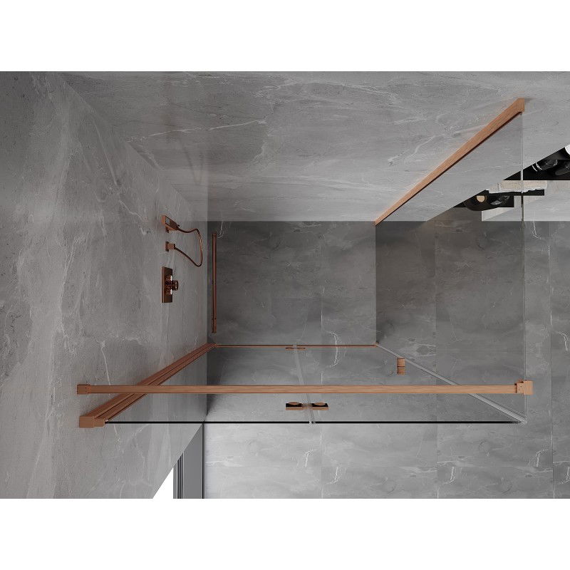 Mexen Mist-F left folding shower cabin 95 x 70 cm, transparent, brushed copper - 8A6T-095-070-65-00-L