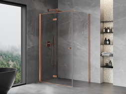Mexen Mist-F folding shower enclosure, left 120 x 70 cm, transparent, brushed copper - 8A6T-120-070-65-00-L