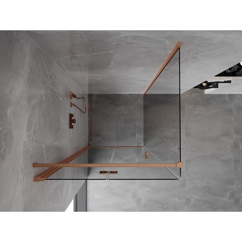 Mexen Mist-F folding shower cabin left 75 x 75 cm, transparent, brushed copper - 8A6T-075-075-65-00-L