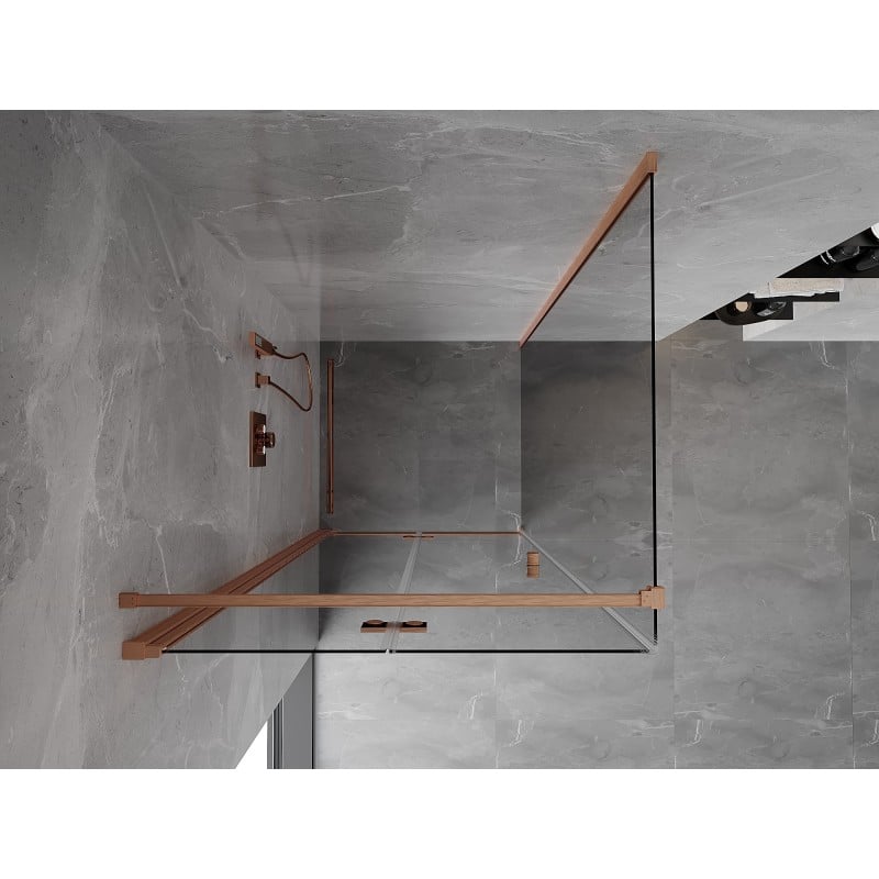 Mexen Mist-F folding shower cabin left 100 x 100 cm, transparent, brushed copper - 8A6T-100-100-65-00-L