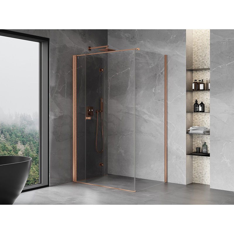 Mexen Mist-F folding shower cabin left 90 x 110 cm, transparent, brushed copper - 8A6T-090-110-65-00-L