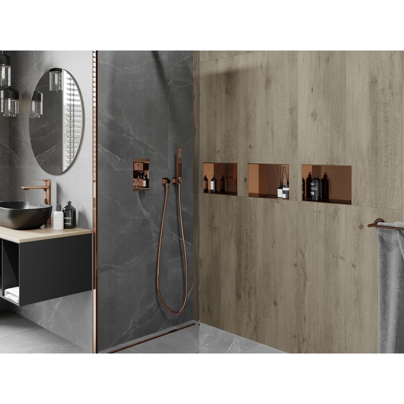 Mexen X-Wall-NR niche shelf without flange 30 x 20 cm, brushed copper - 19C1302010