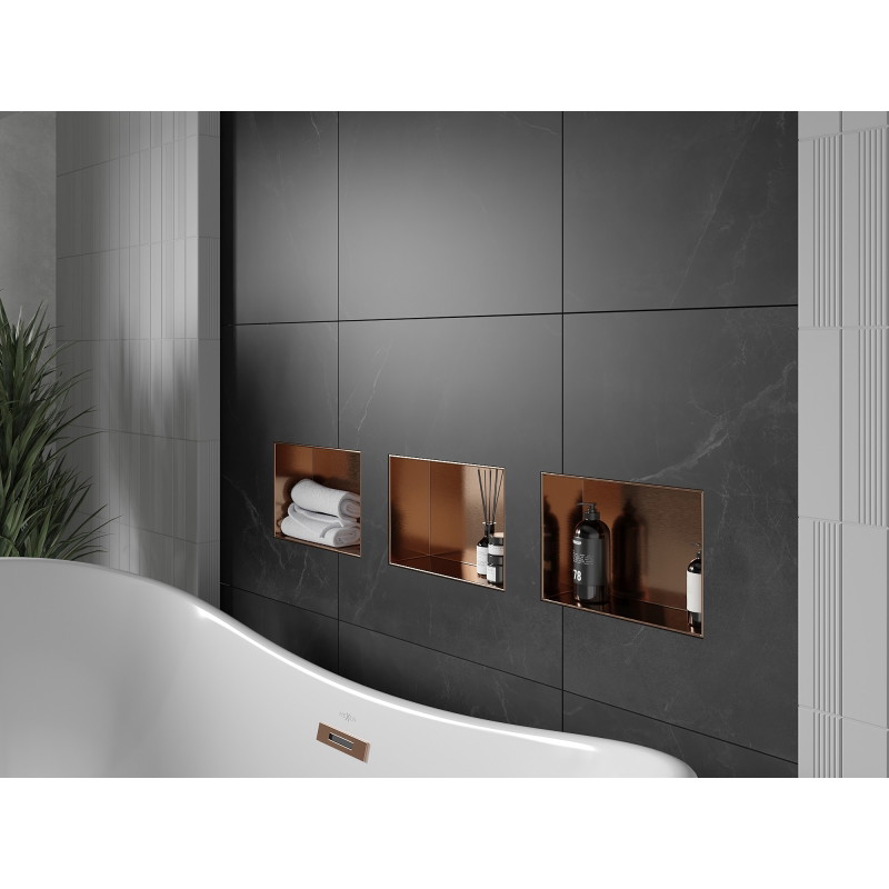 Mexen X-Wall-NR niche shelf without flange 30 x 20 cm, brushed copper - 19C1302010