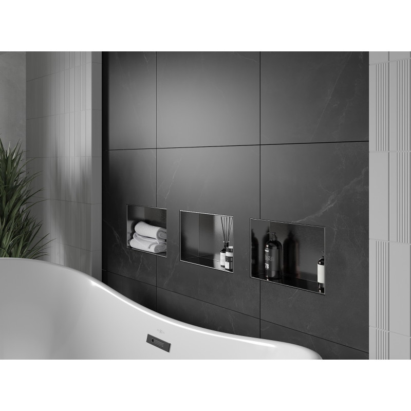 Mexen X-Wall-NR recessed shelf without flange 30 x 20 cm, brushed gun gray - 19E1302010