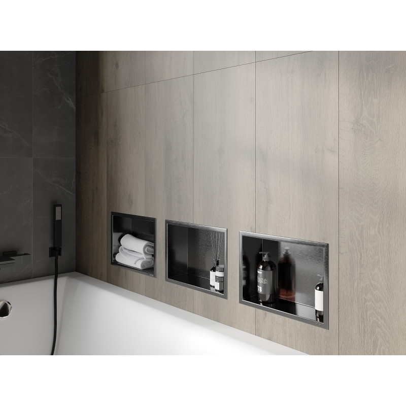 Mexen X-Wall-R recessed shelf with flange 30 x 20 cm, brushed gun gray - 19E0302010