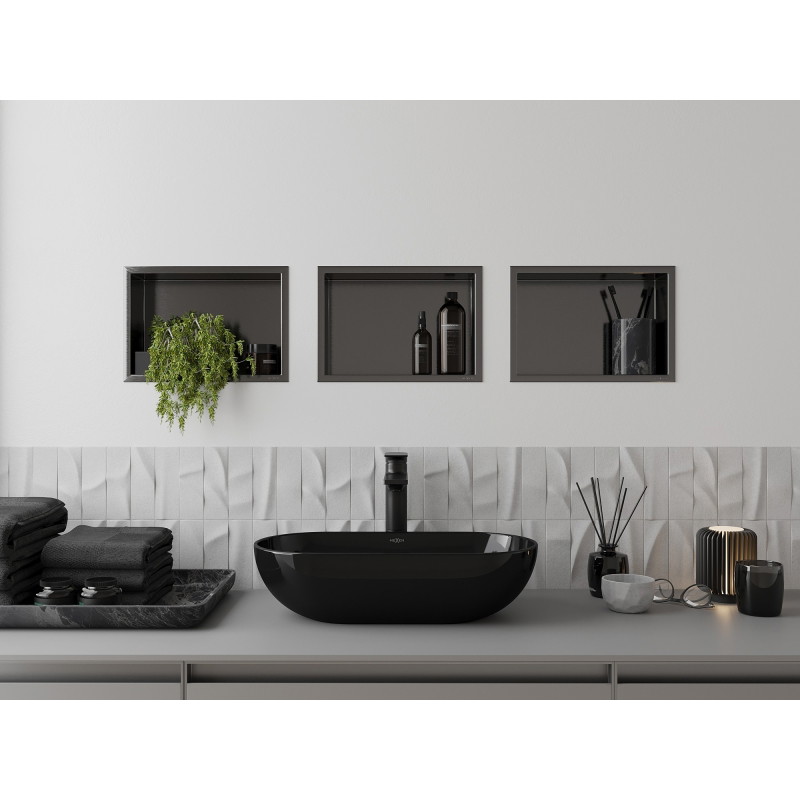 Mexen X-Wall-R recessed shelf with flange 30 x 20 cm, brushed gun gray - 19E0302010