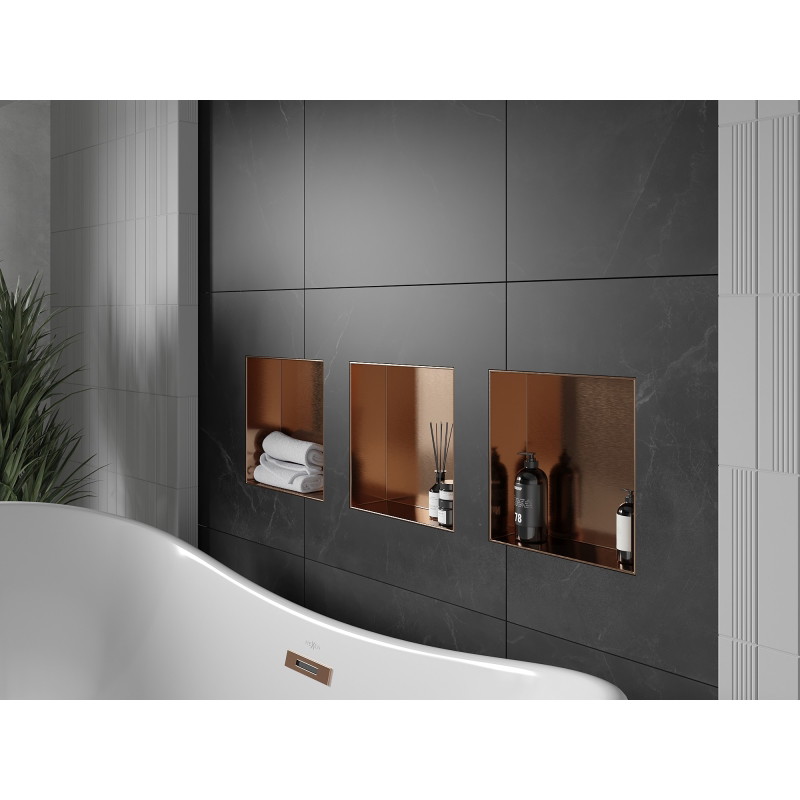 Mexen X-Wall-NR recessed shelf without flange 30 x 30 cm, brushed copper - 19C1303010