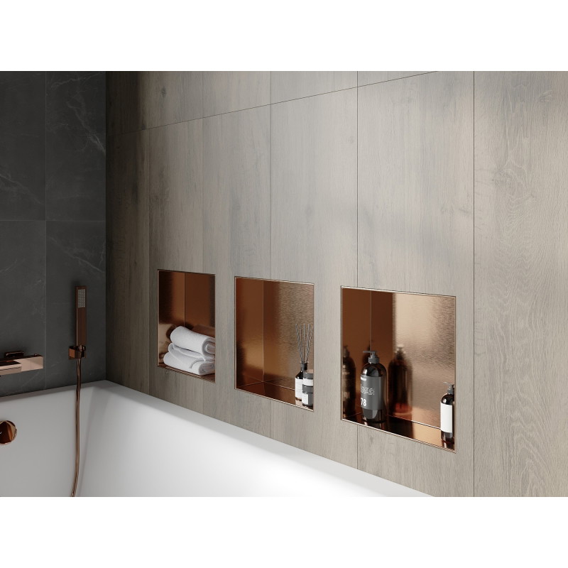 Mexen X-Wall-NR recessed shelf without flange 30 x 30 cm, brushed copper - 19C1303010