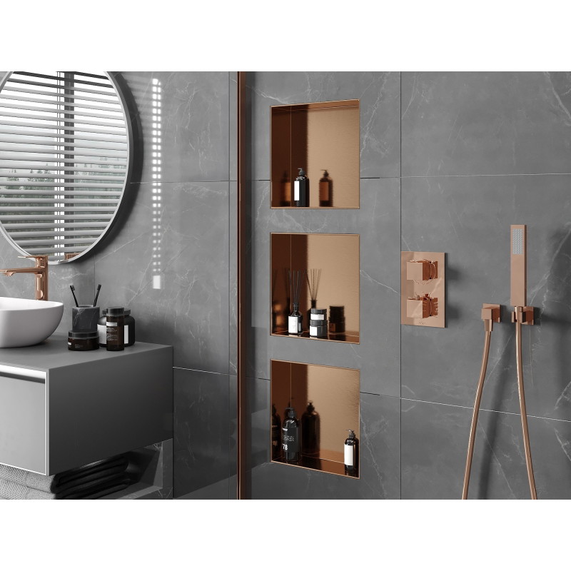 Mexen X-Wall-NR recessed shelf without flange 30 x 30 cm, brushed copper - 19C1303010