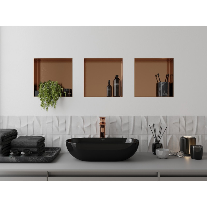 Mexen X-Wall-NR recessed shelf without flange 30 x 30 cm, brushed copper - 19C1303010