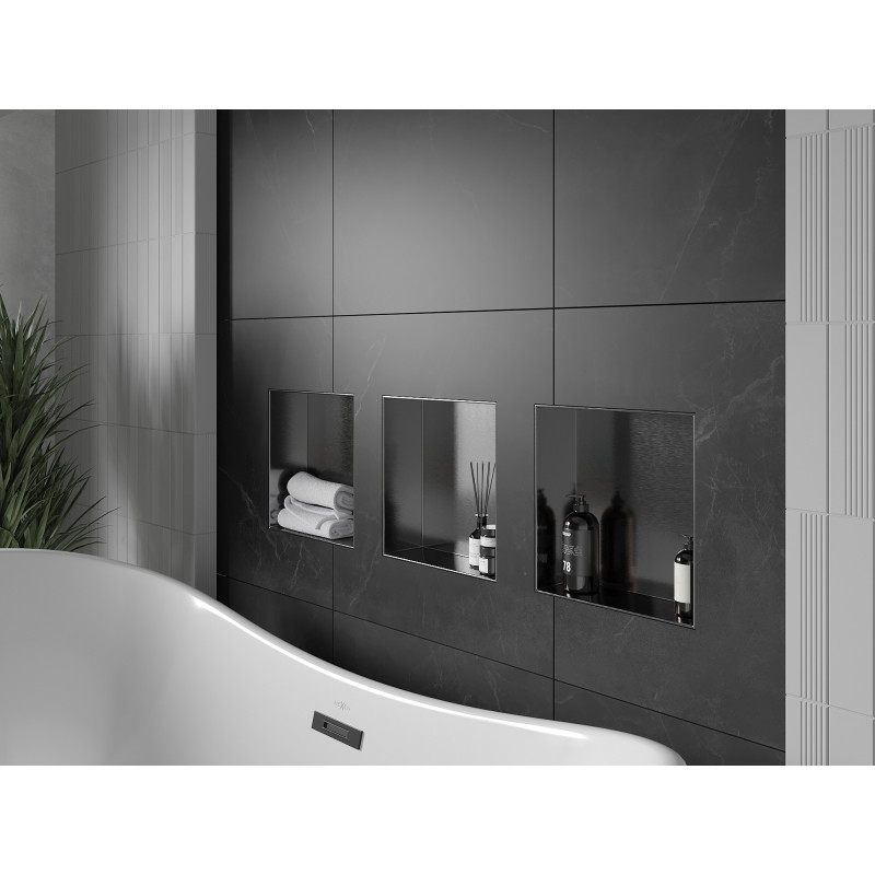 Mexen X-Wall-NR recess shelf without flange 30 x 30 cm, brushed gun gray - 19E1303010