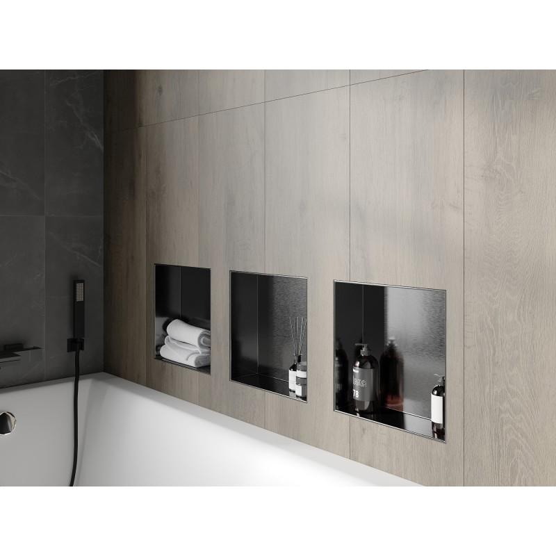 Mexen X-Wall-NR recess shelf without flange 30 x 30 cm, brushed gun gray - 19E1303010