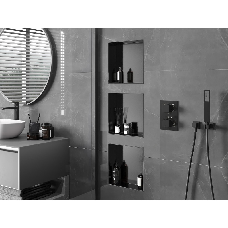 Mexen X-Wall-NR recess shelf without flange 30 x 30 cm, brushed gun gray - 19E1303010