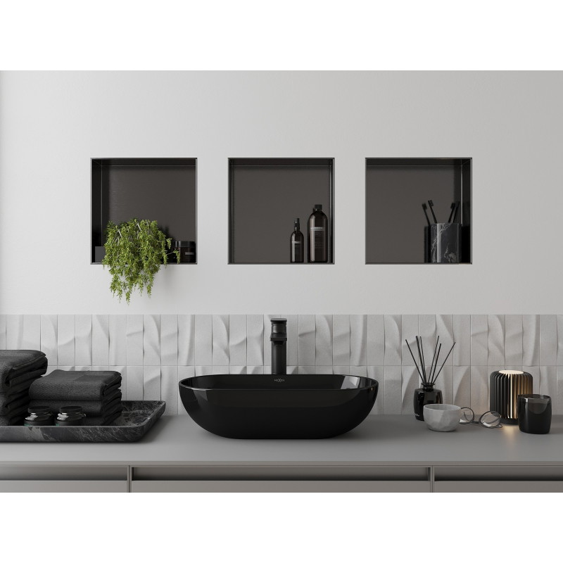 Mexen X-Wall-NR recess shelf without flange 30 x 30 cm, brushed gun gray - 19E1303010