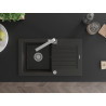 Mexen Pablo 1-chamber granite sink with drainer and Rita kitchen faucet, black/gold metallic - 6510-75-670300-00