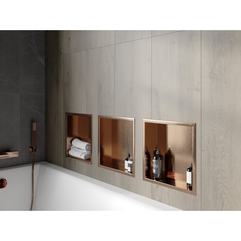Mexen X-Wall-R recessed shelf with flange 30 x 30 cm, brushed copper - 19C0303010