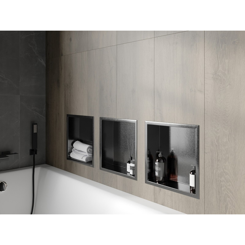 Mexen X-Wall-R recessed shelf with flange 30 x 30 cm, brushed gun gray - 19E0303010