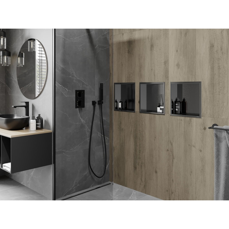 Mexen X-Wall-R recessed shelf with flange 30 x 30 cm, brushed gun gray - 19E0303010