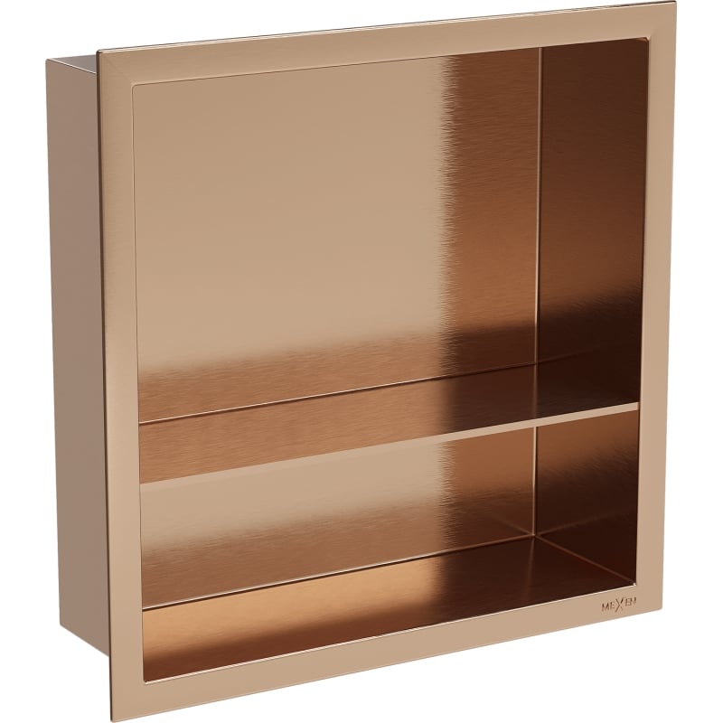 Mexen X-Wall-R recessed shelf with flange and shelf 30 x 30 cm, brushed copper - 19C0303010S