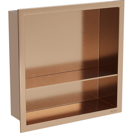 Mexen X-Wall-R recessed shelf with flange and shelf 30 x 30 cm, brushed copper - 19C0303010S