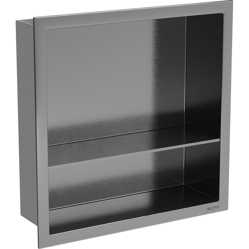 Mexen X-Wall-R recessed shelf with flange and shelf 30 x 30 cm, brushed gun gray - 19E0303010S
