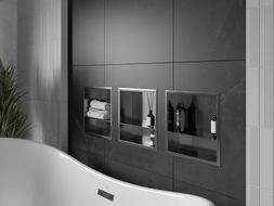 Mexen X-Wall-R recessed shelf with flange and shelf 30 x 30 cm, brushed gun gray - 19E0303010S