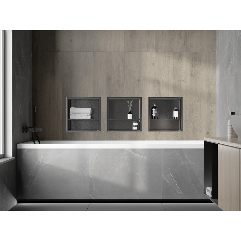 Mexen X-Wall-R recessed shelf with flange and shelf 30 x 30 cm, brushed gun gray - 19E0303010S
