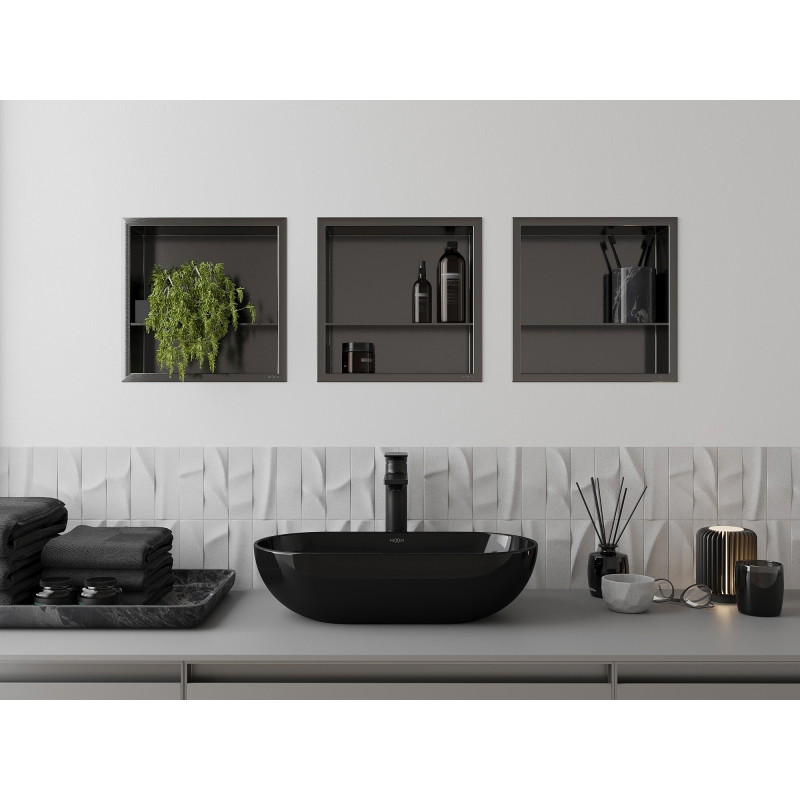 Mexen X-Wall-R recessed shelf with flange and shelf 30 x 30 cm, brushed gun gray - 19E0303010S