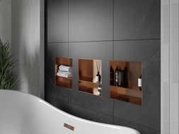 Mexen X-Wall-NR recessed shelf without flange with shelf 30 x 30 cm, brushed copper - 19C1303010S