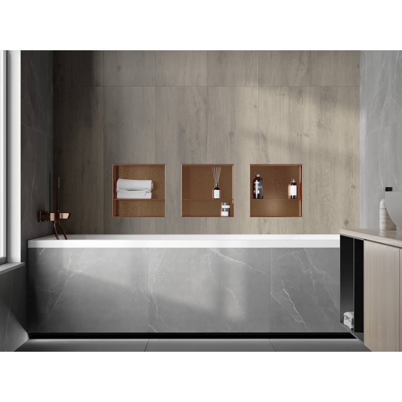 Mexen X-Wall-NR recessed shelf without flange with shelf 30 x 30 cm, brushed copper - 19C1303010S