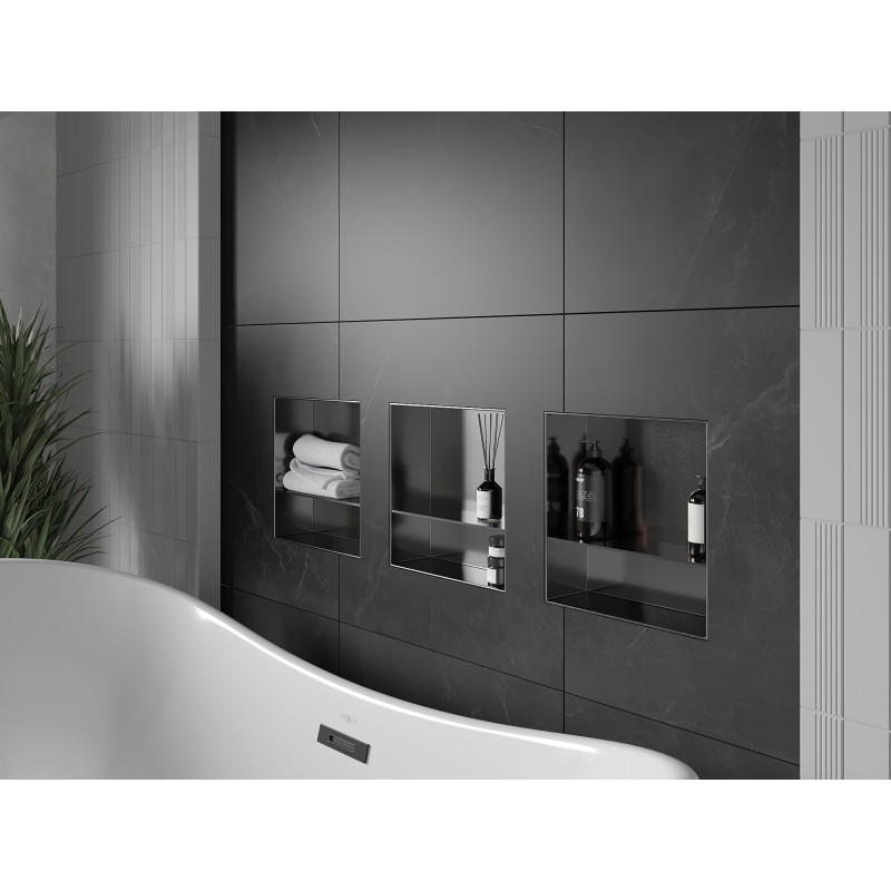 Mexen X-Wall-NR niche shelf without flange with 30 x 30 cm shelf, gun gray brushed - 19E1303010S