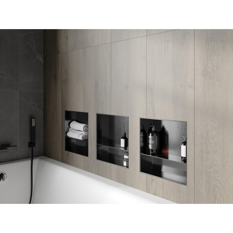 Mexen X-Wall-NR niche shelf without flange with 30 x 30 cm shelf, gun gray brushed - 19E1303010S