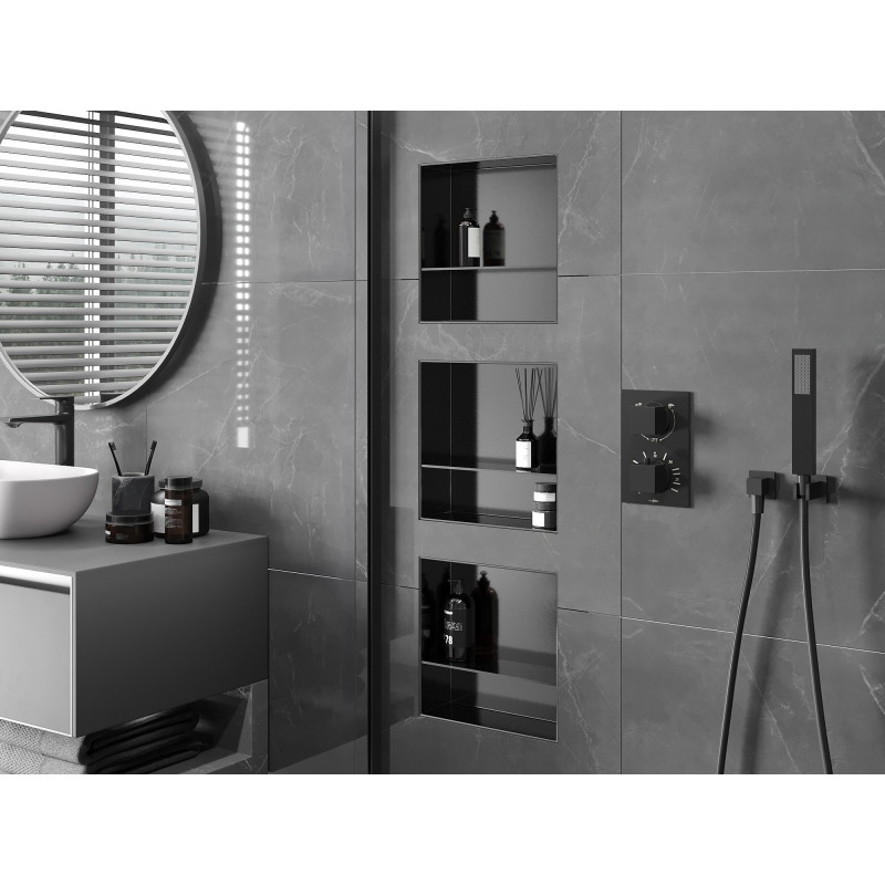 Mexen X-Wall-NR niche shelf without flange with 30 x 30 cm shelf, gun gray brushed - 19E1303010S