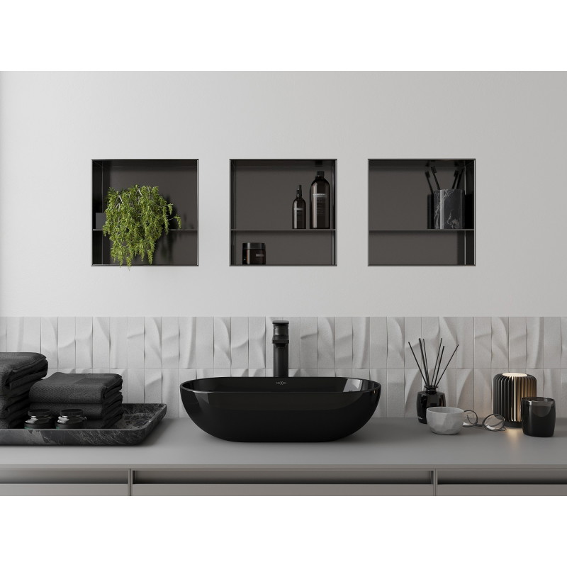 Mexen X-Wall-NR niche shelf without flange with 30 x 30 cm shelf, gun gray brushed - 19E1303010S
