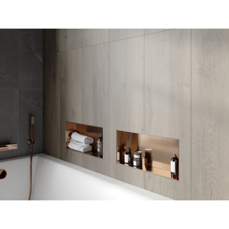 Mexen X-Wall-NR recessed shelf without flange 45 x 20 cm, brushed copper - 19C1452010