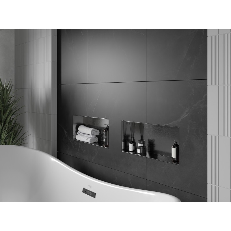 Mexen X-Wall-NR recess shelf without flange 45 x 20 cm, gun gray brushed - 19E1452010