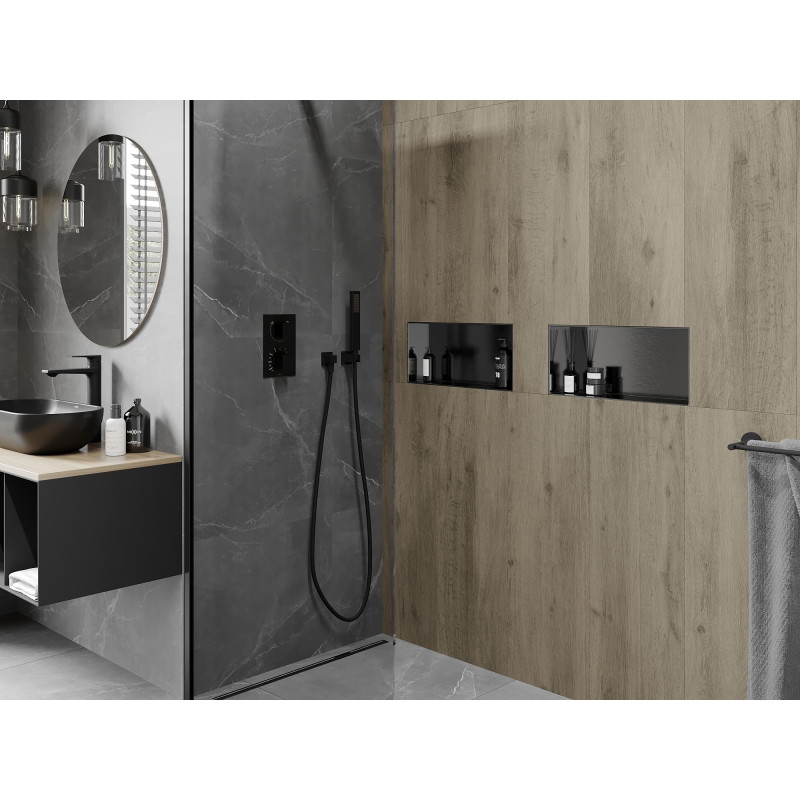 Mexen X-Wall-NR recess shelf without flange 45 x 20 cm, gun gray brushed - 19E1452010
