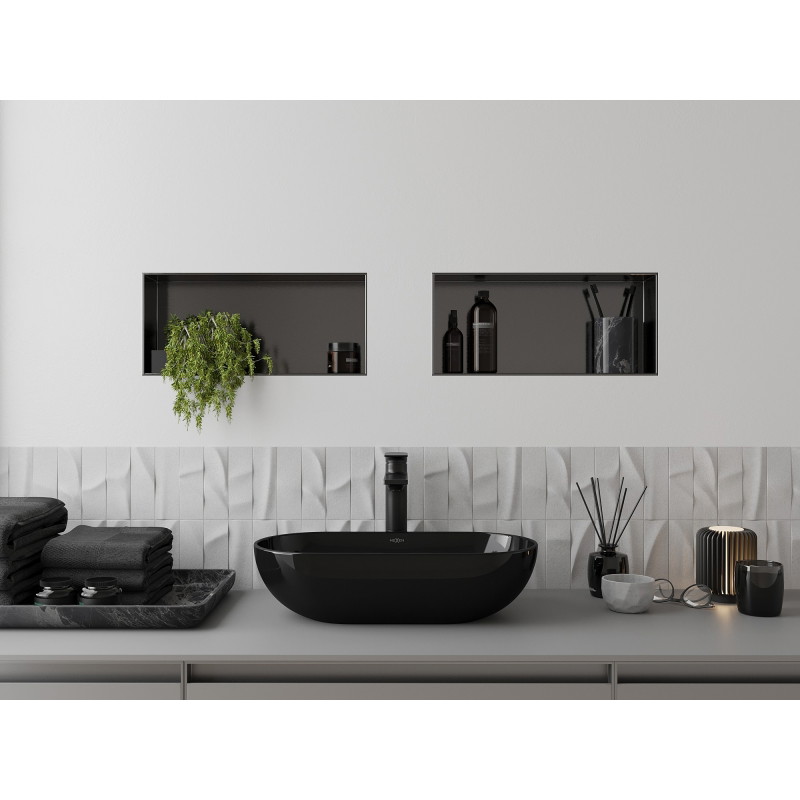 Mexen X-Wall-NR recess shelf without flange 45 x 20 cm, gun gray brushed - 19E1452010