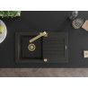Mexen Pablo 1-Bowl Granite Sink with Drainer and Rita Kitchen Faucet, Black/Gold Metallic - 6510-75-670300-50