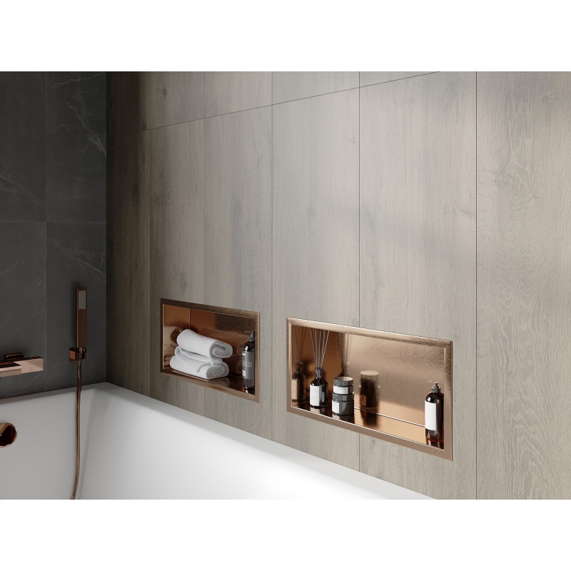 Mexen X-Wall-R recessed shelf with flange 45 x 20 cm, brushed copper - 19C0452010