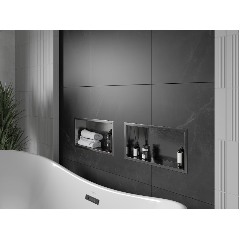Mexen X-Wall-R recessed shelf with flange 45 x 20 cm, brushed gun gray - 19E0452010