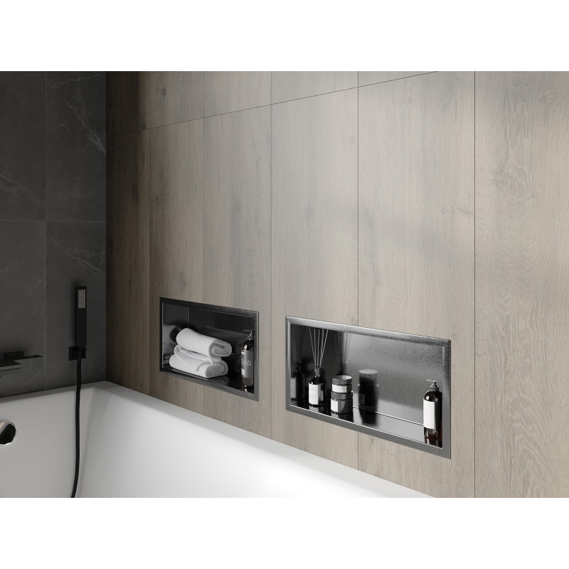 Mexen X-Wall-R recessed shelf with flange 45 x 20 cm, brushed gun gray - 19E0452010