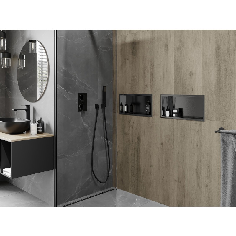 Mexen X-Wall-R recessed shelf with flange 45 x 20 cm, brushed gun gray - 19E0452010