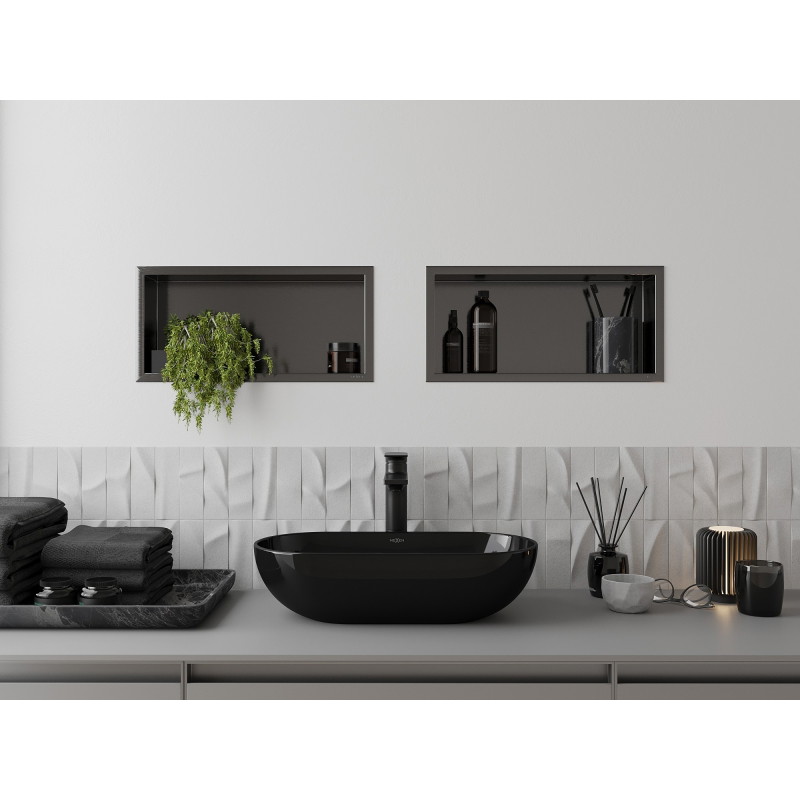 Mexen X-Wall-R recessed shelf with flange 45 x 20 cm, brushed gun gray - 19E0452010