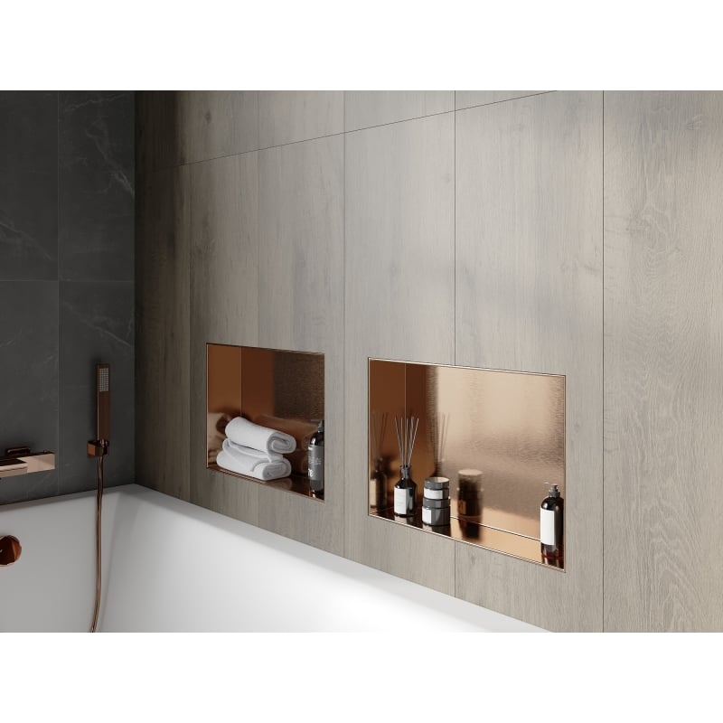 Mexen X-Wall-NR recessed shelf without flange 45 x 30 cm, brushed copper - 19C1453010