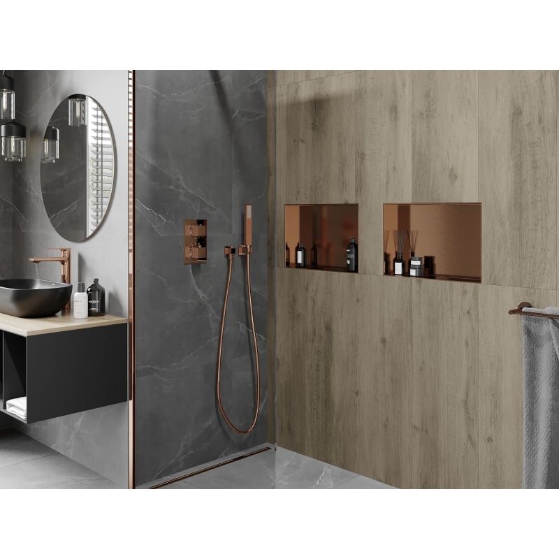 Mexen X-Wall-NR recessed shelf without flange 45 x 30 cm, brushed copper - 19C1453010