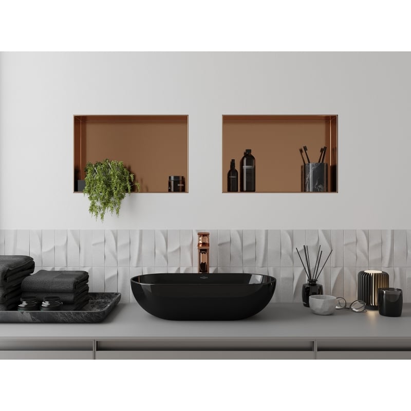 Mexen X-Wall-NR recessed shelf without flange 45 x 30 cm, brushed copper - 19C1453010