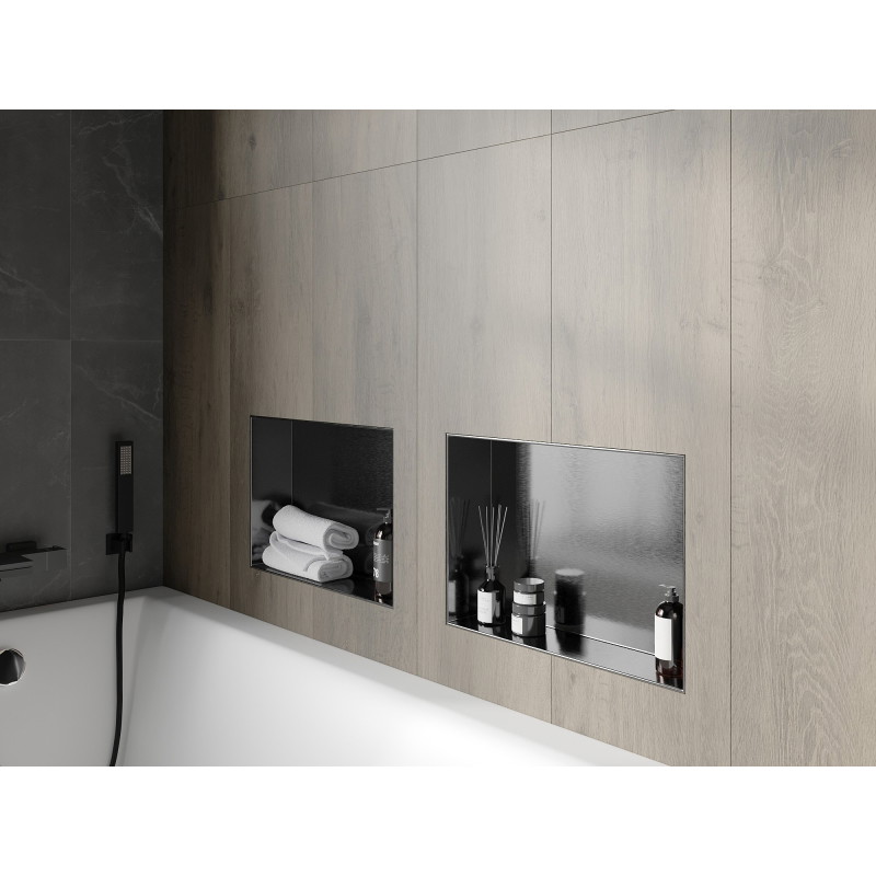 Mexen X-Wall-NR recessed shelf without flange 45 x 30 cm, brushed gun gray - 19E1453010