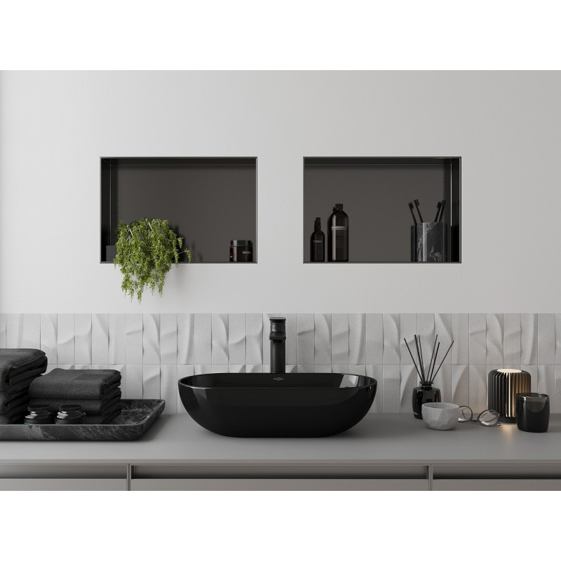 Mexen X-Wall-NR recessed shelf without flange 45 x 30 cm, brushed gun gray - 19E1453010