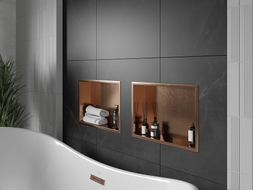 Mexen X-Wall-R recessed shelf with flange 45 x 30 cm, brushed copper - 19C0453010